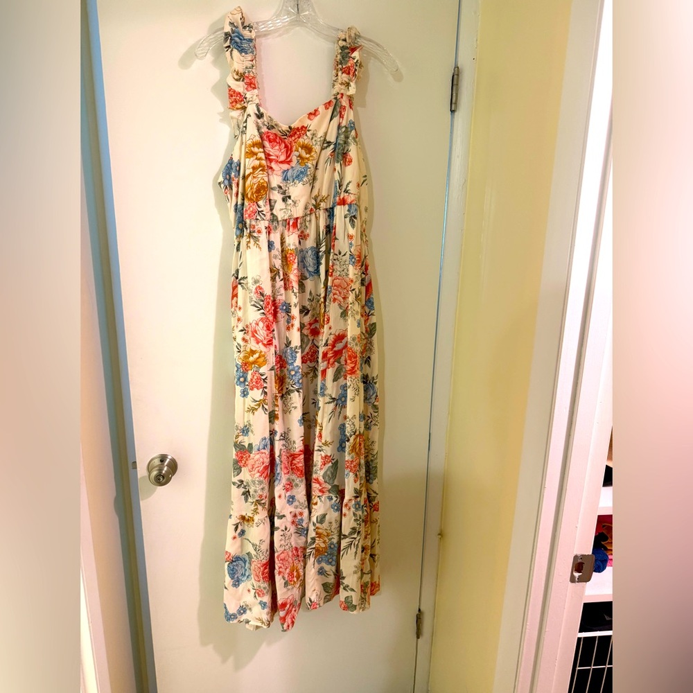 Torrid Floral Maxi Dress – Size 1 (14/16) – Ruffle Strap – Pockets